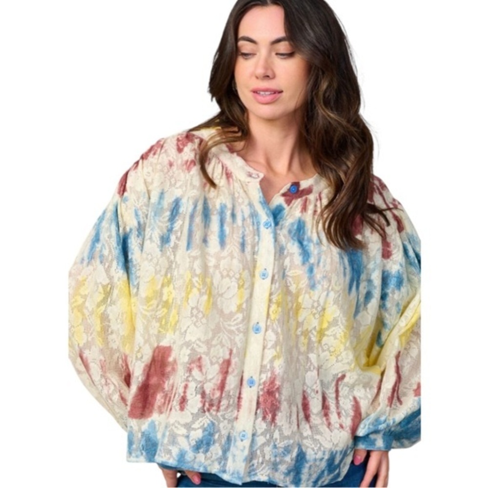 NU Couture Floral Tie Dye Blouse
